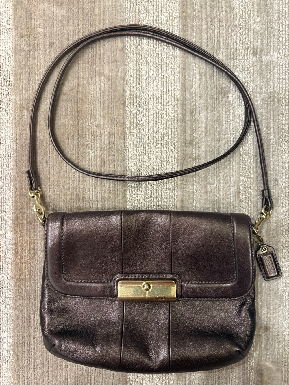 Coach Y2K Kristin Brown Metallic Leather Crossbody/Shoulder Clutch Purse Organiz